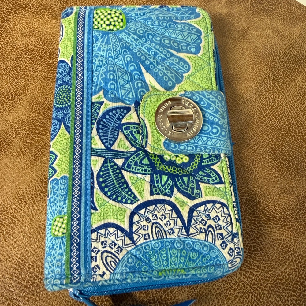 Vintage Vera Bradley Blue and Green Patterned Wallet
